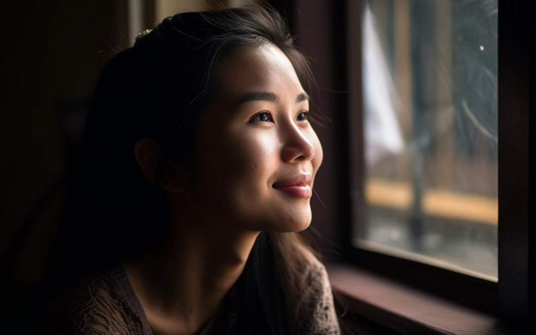 midjourney v5 Young Asian woman portrait by Edwin Tan